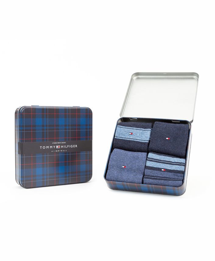 Th Men Sock 4p Stripe Tin Gift