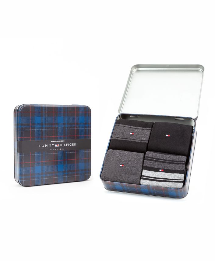 Th Men Sock 4p Stripe Tin Gift