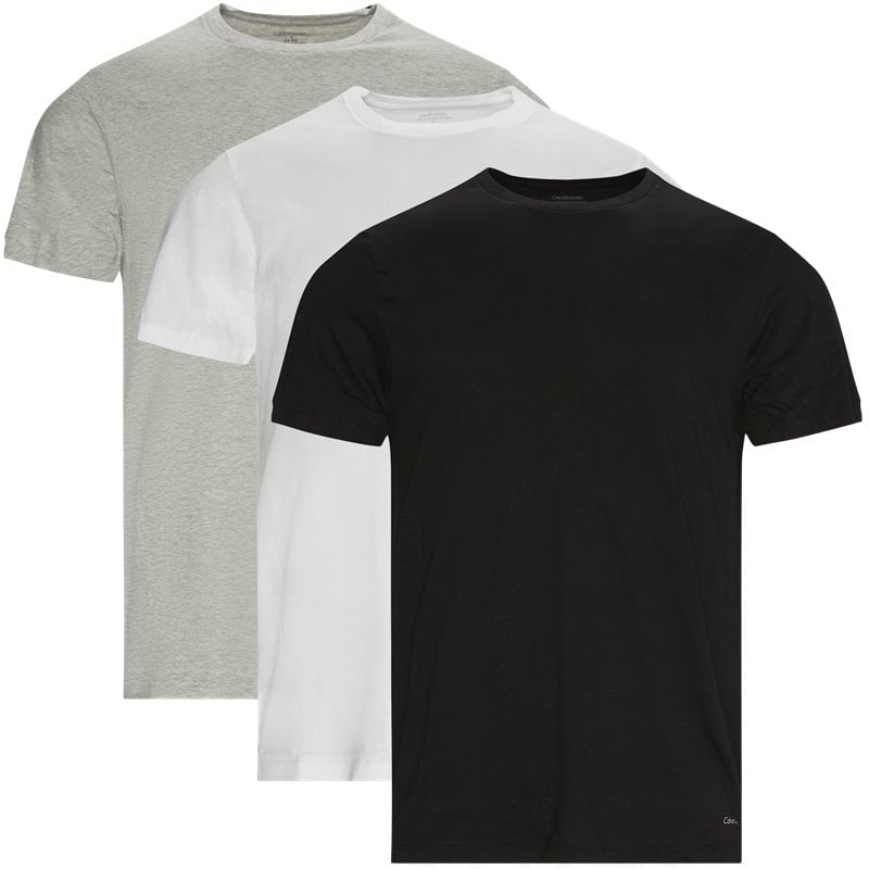 Calvin Klein 3-pak Crewneck T-shirts i Sort, Hvid og Grå