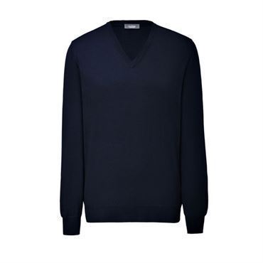 Clipper V-hals Strik i 100% Merino Uld - Navy