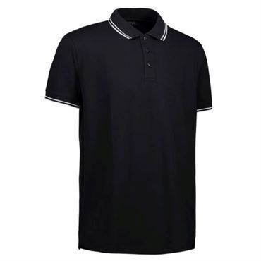 ID Stretch Polo 0522 i Sort - Klassisk Herrepolo