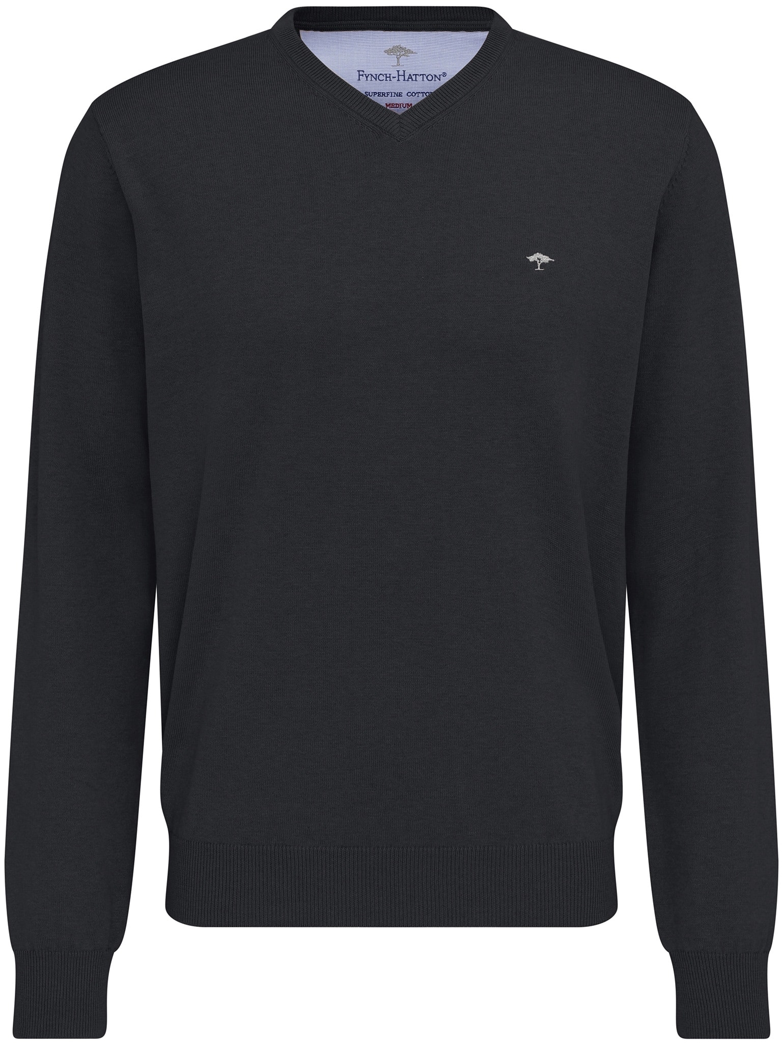 Fynch Hatton Charcoal V-hals Striktrøje – Hurtig Levering!