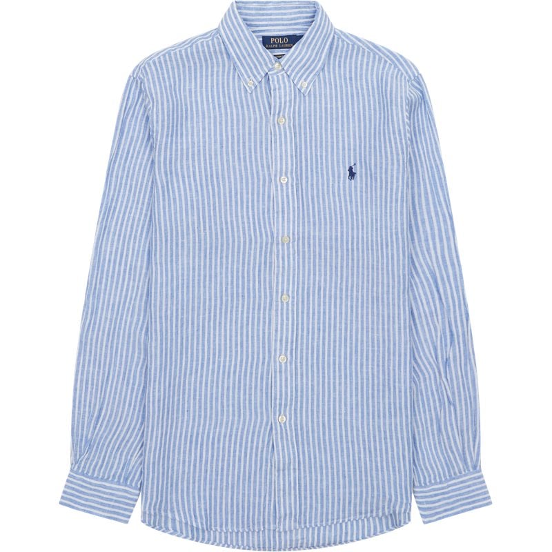 Polo Ralph Lauren Stribet Linned Skjorte i Blå/Hvid