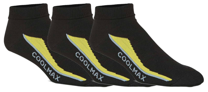 KT 3-pak Coolmax Footies – Sorte Strømper på tilbud!