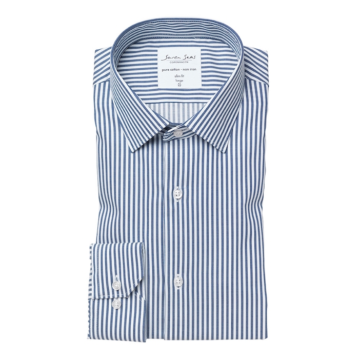 Seven Seas Skjorte Slim Fit S90 Navy 37 38-s