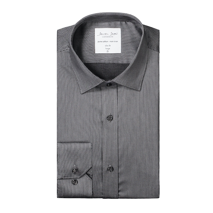 Seven Seas Skjorte Slim Fit Ss37 Dark Grey 43 44-xl