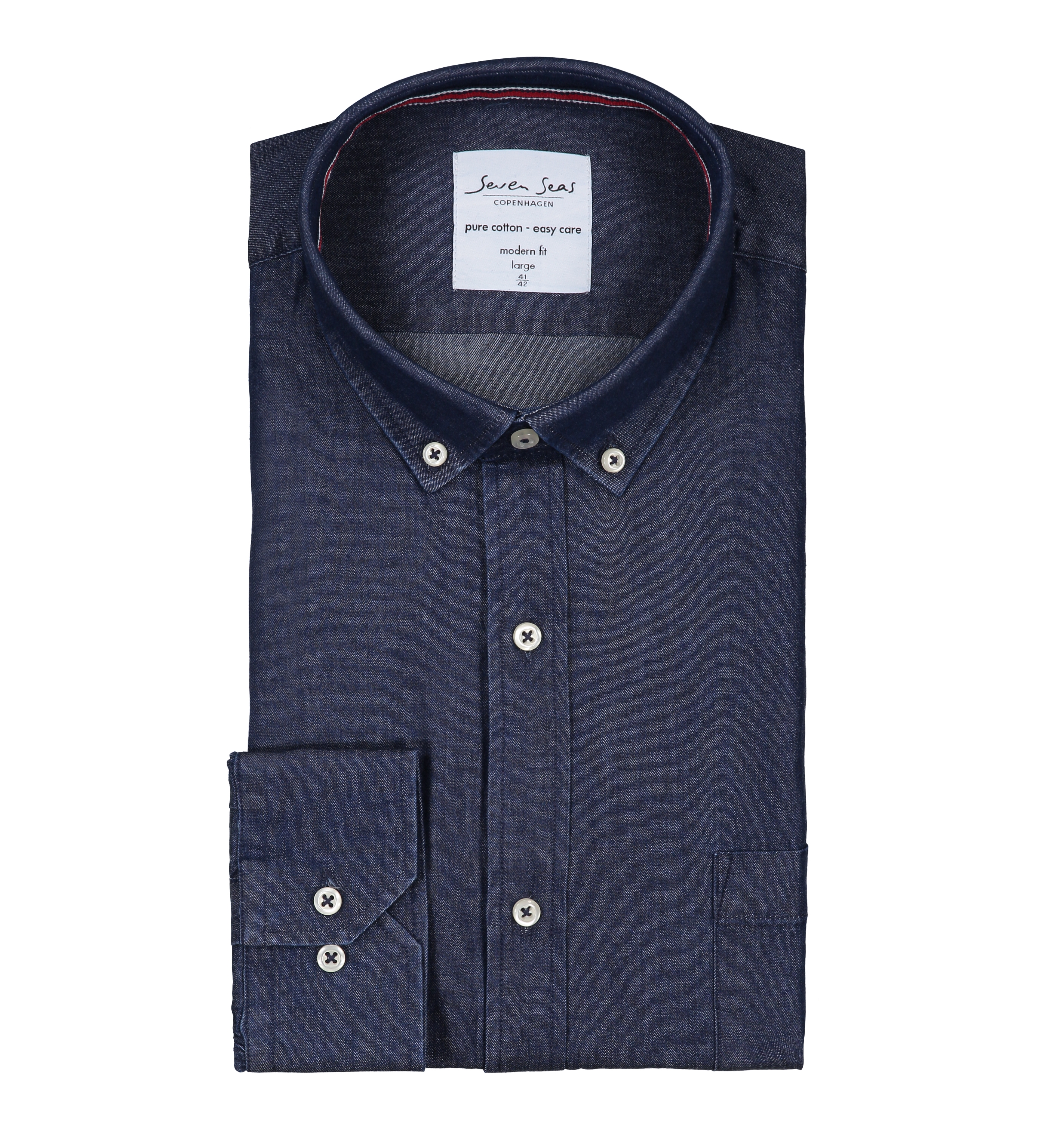 Seven Seas Denim-skjorte Modern Fit Ss500 37 38-s