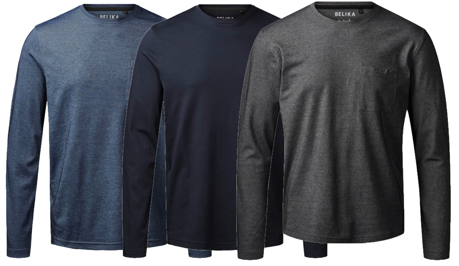 Belika 3-pak Langærmet T-shirt M  Brystlomme Valencia B-dry