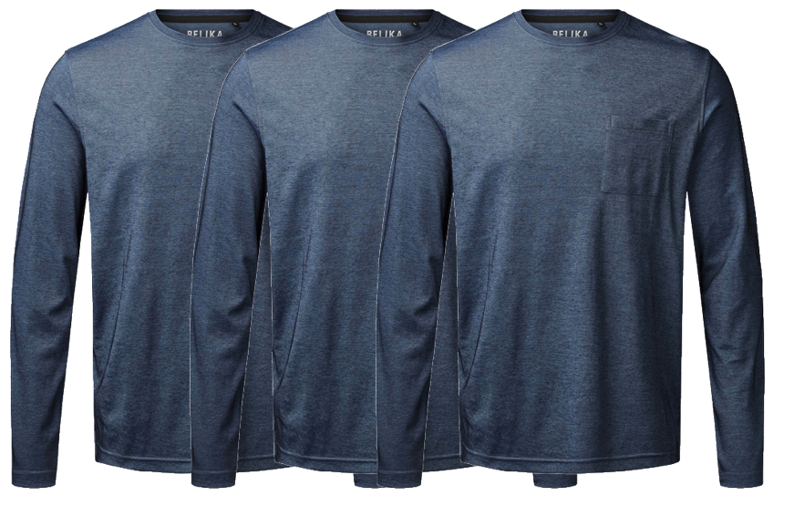 Belika 3-pak Langærmet T-shirt M  Brystlomme Valencia B-dry