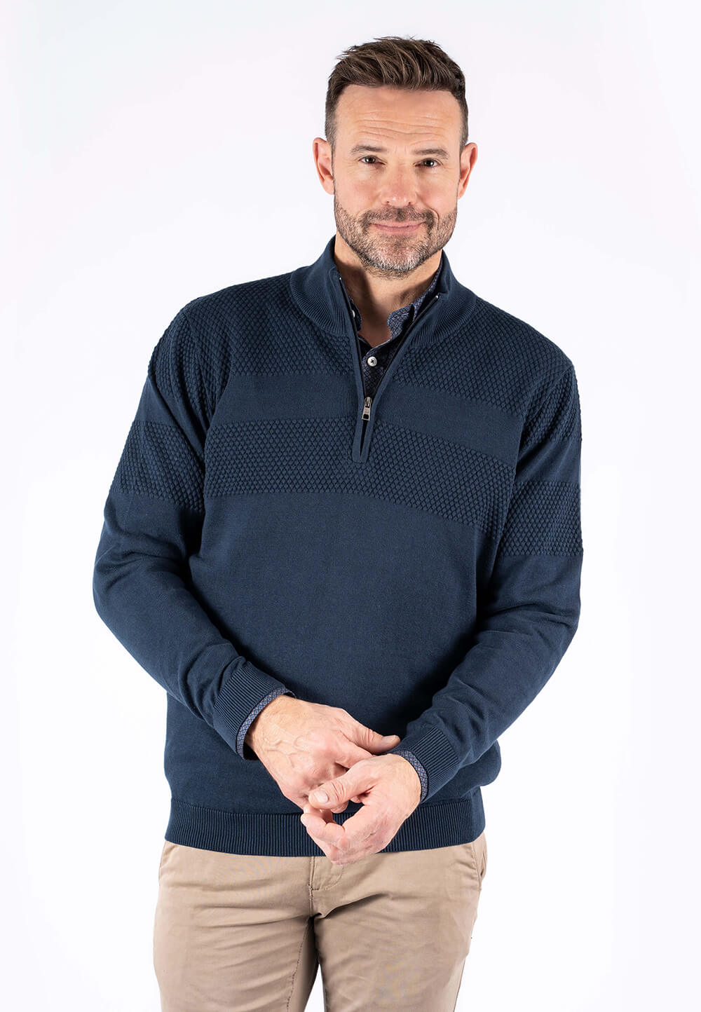 Pre End - Nilson Strik Med Struktur Og Zip I Navy