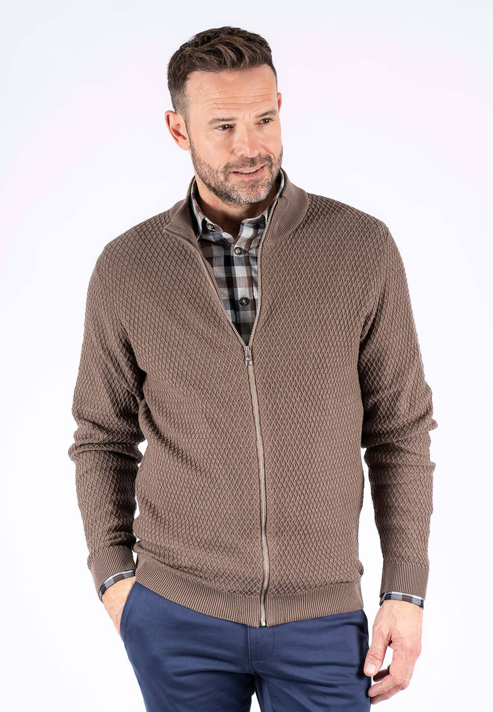 Pre End - Ludvig Stik Cardigan Med Struktur I Sand