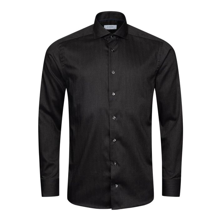 Rynkefri Flannel Skjorte i Herringbone Design - Eton