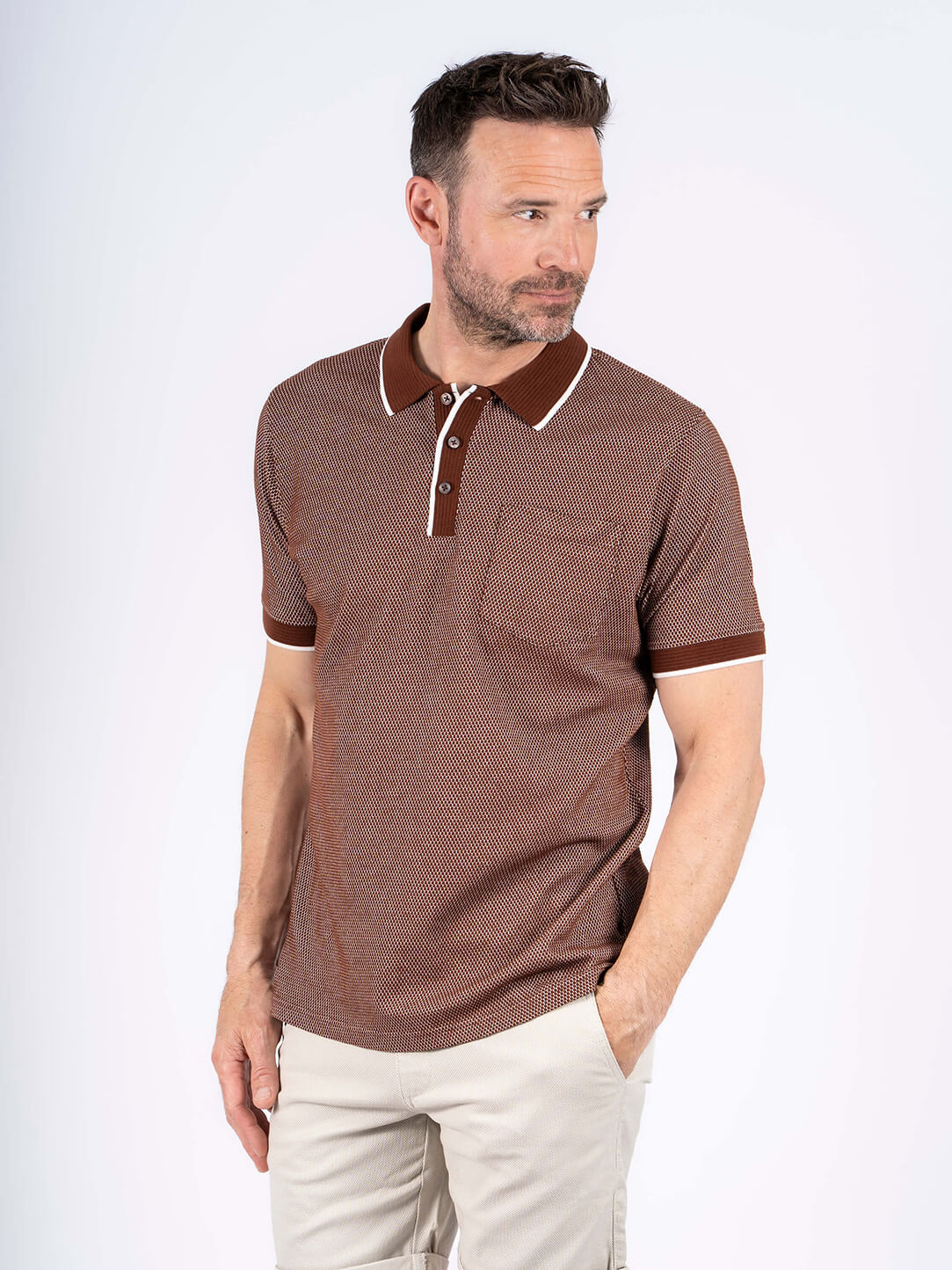Pre End - Hester Polo Med Brystlomme I Brun Plussize