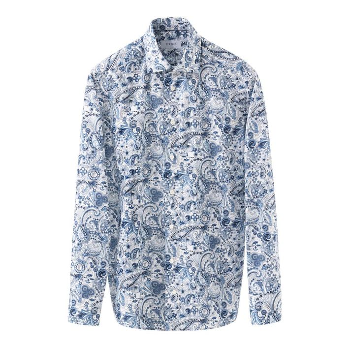 Motif Signature Twill Skjorte med Vintage Print