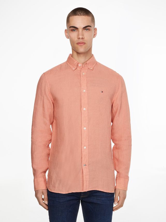 Stilfuld Pigmentfarvet Linned Skjorte fra Tommy Hilfiger