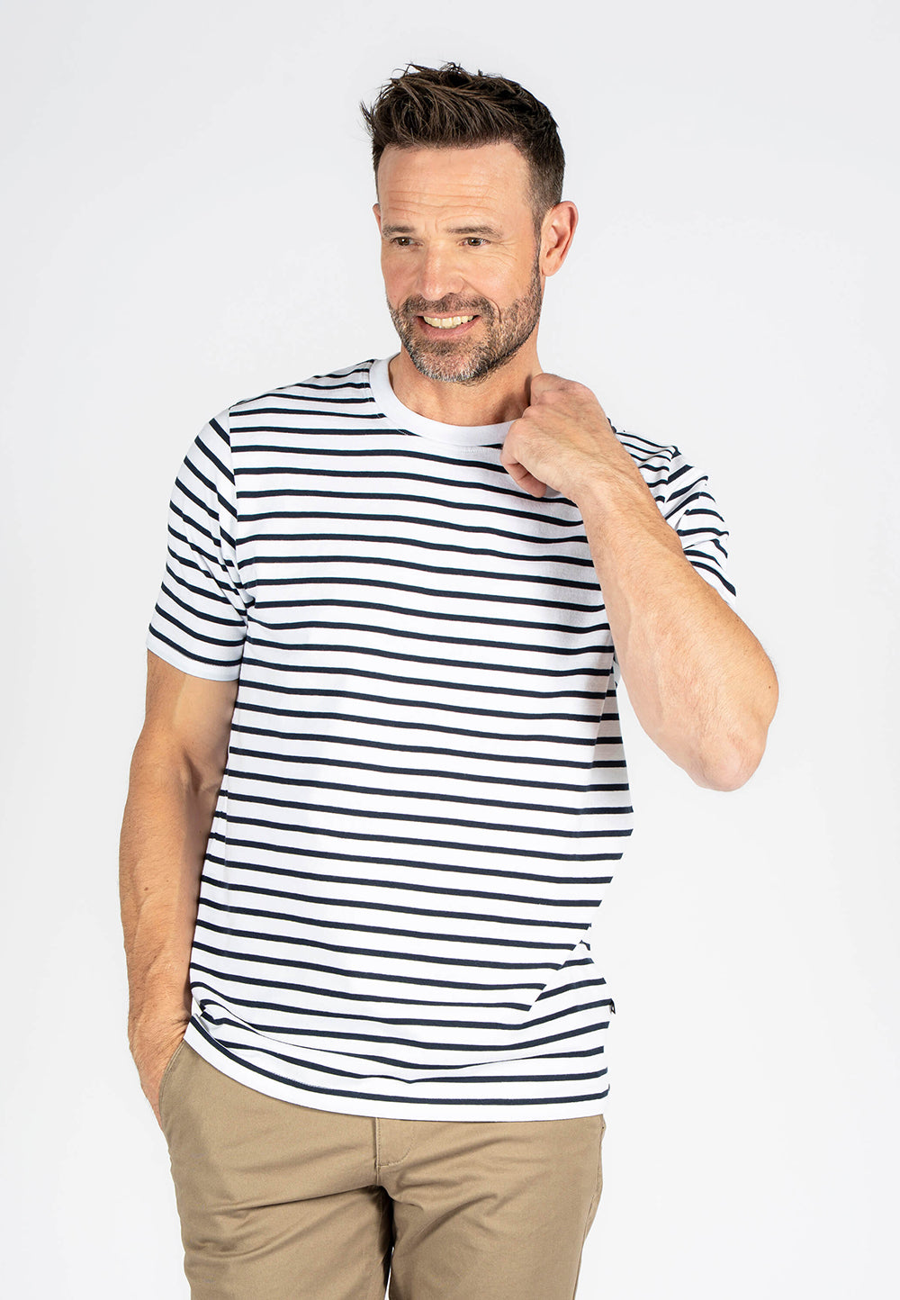 Pre End - Runner Stribet T-shirt I Hvid Sort