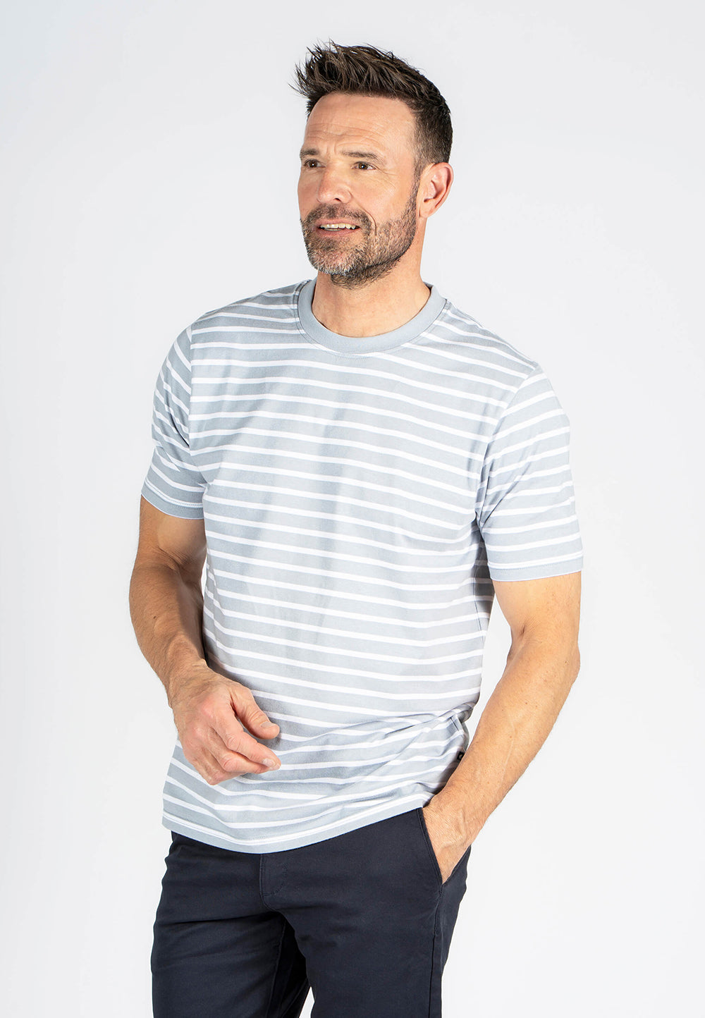 Pre End - Runner Stribet T-shirt I Blå Hvid