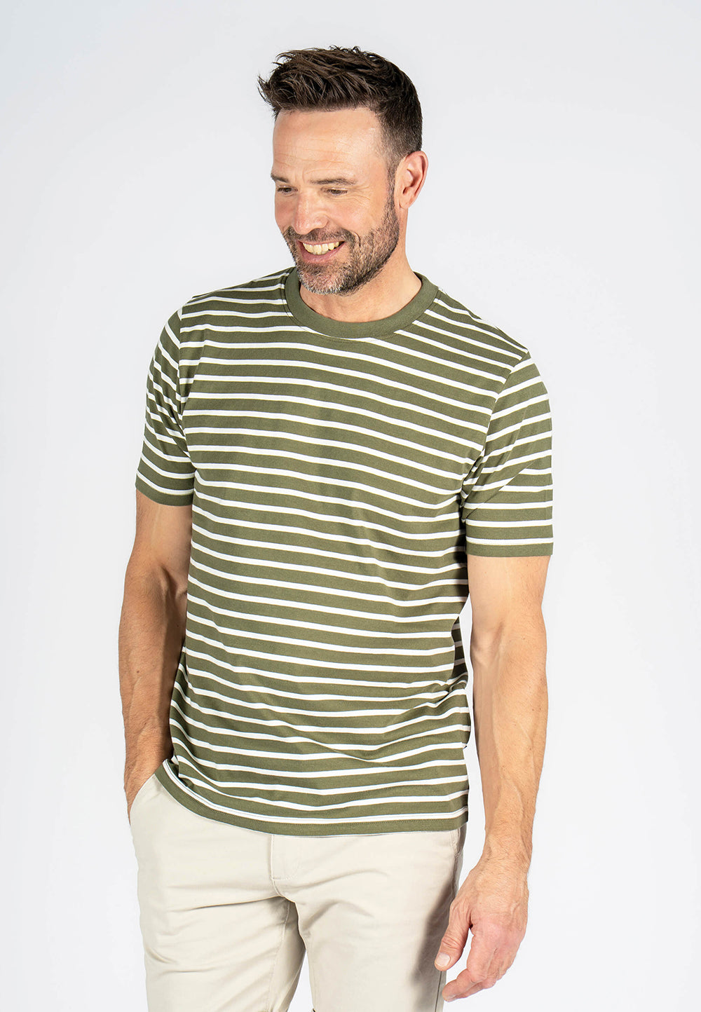 Pre End - Runner Stribet T-shirt I Grøn Hvid