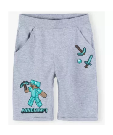Minecraft Grå Shorts Til Børn  6-12 år