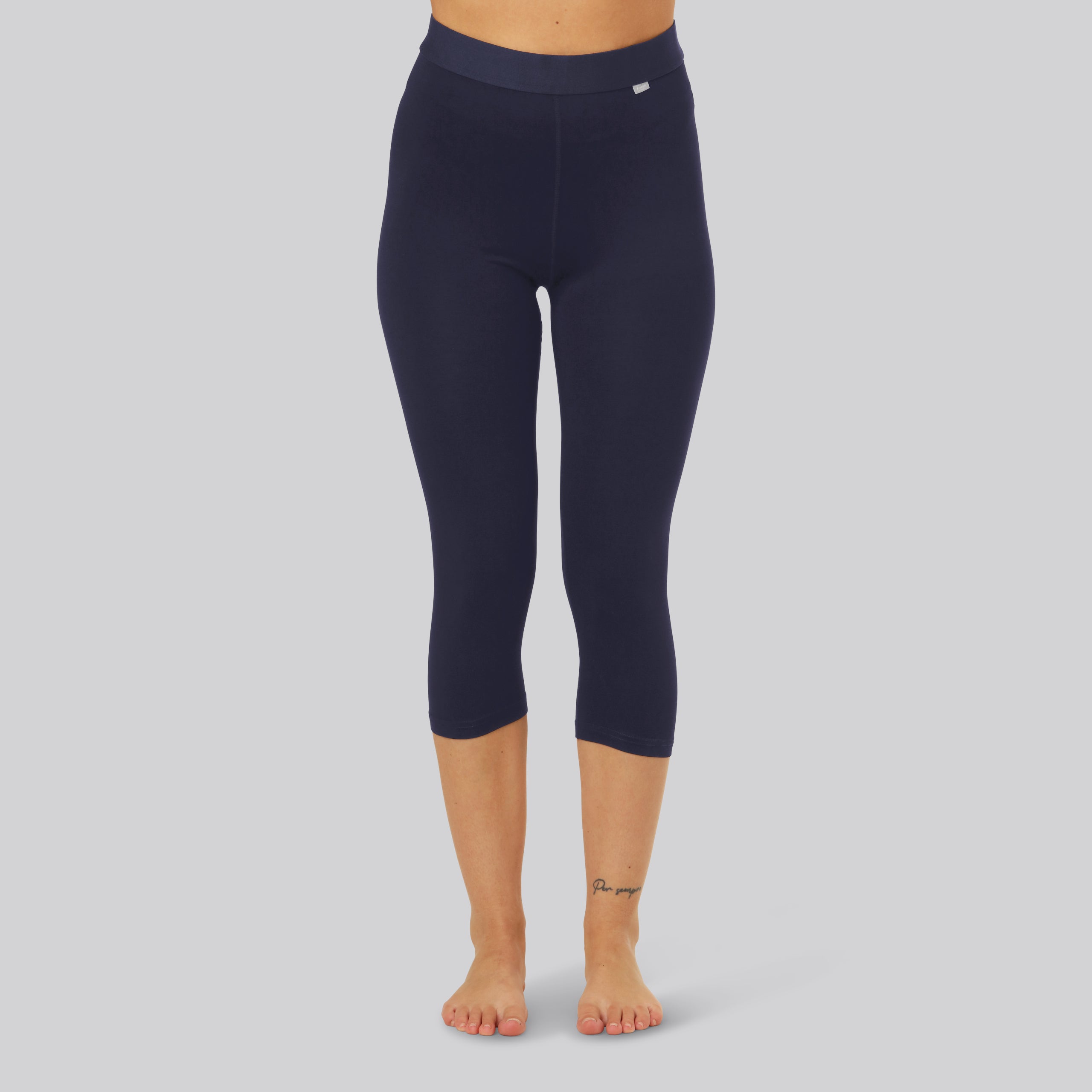 Bambus 3 4 Leggings I Navy M  Navy Elastik Til Kvinder
