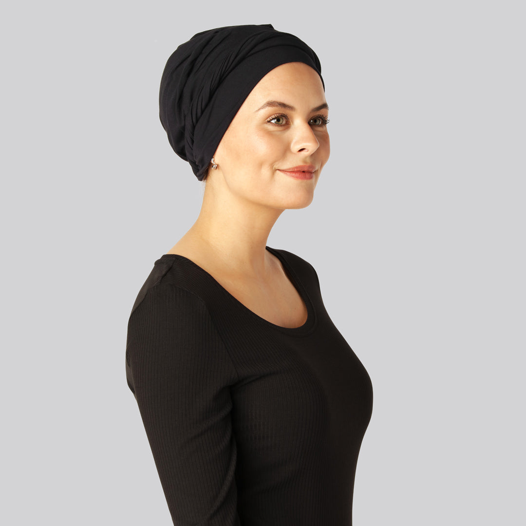 Bambus Snoet Turban I Sort Til Damer