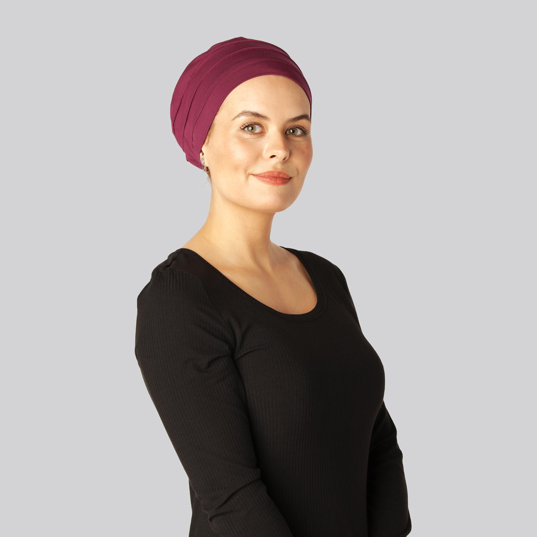 Bambus Klassisk Turban I Bordeaux Til Damer