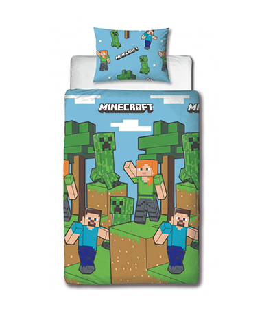 Minecraft Sengetøj - Scene Blå