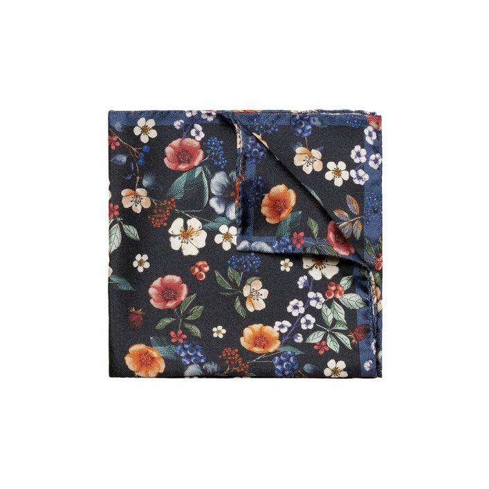 Floral Silk Twill Pocket Square   Elegant Floral Pattern Printed