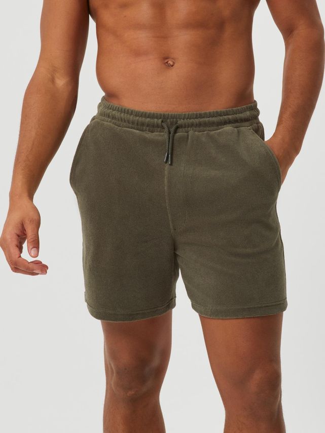 Borg Toweling Pool Shorts  Egret