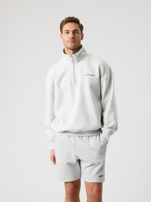 Borg Oversized Half-zip  Ultra Light Grey Melange