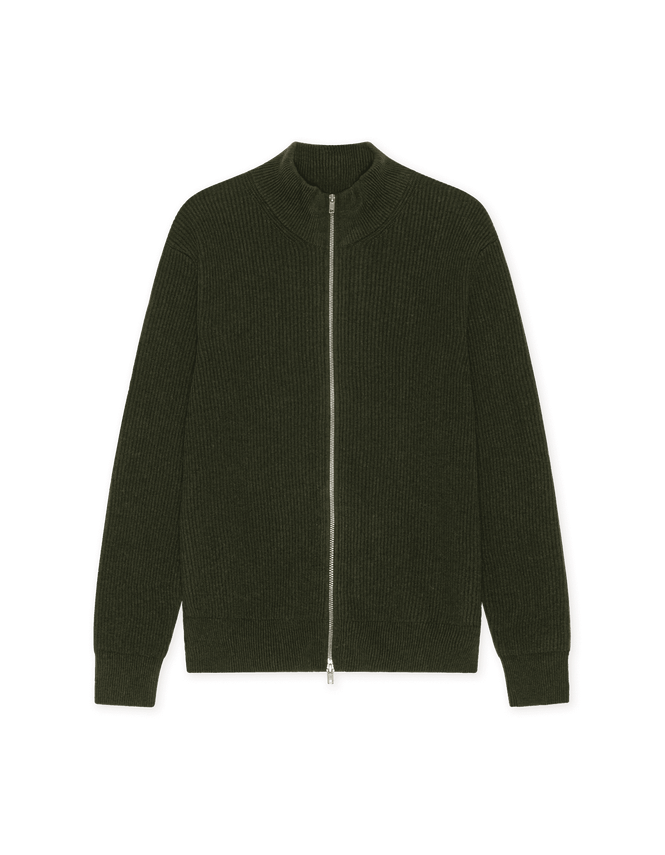 Wool Rib Zipper Knit