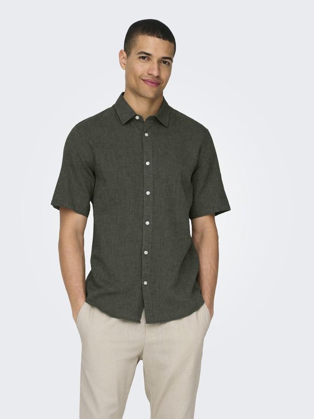 Onscaiden Ss Solid Linen Shirt Noos