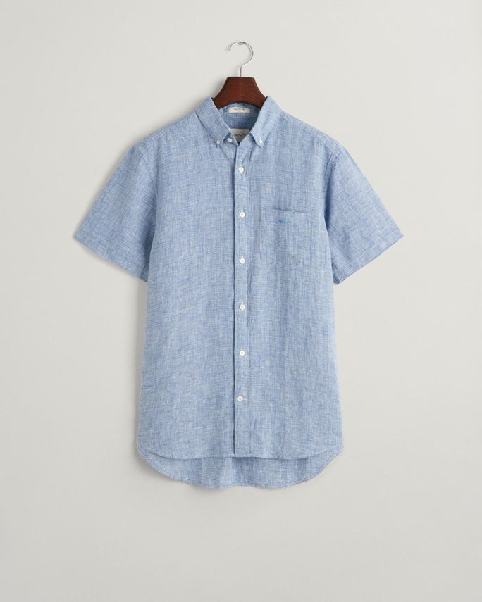 Reg Linen Houndstooth Ss Shirt