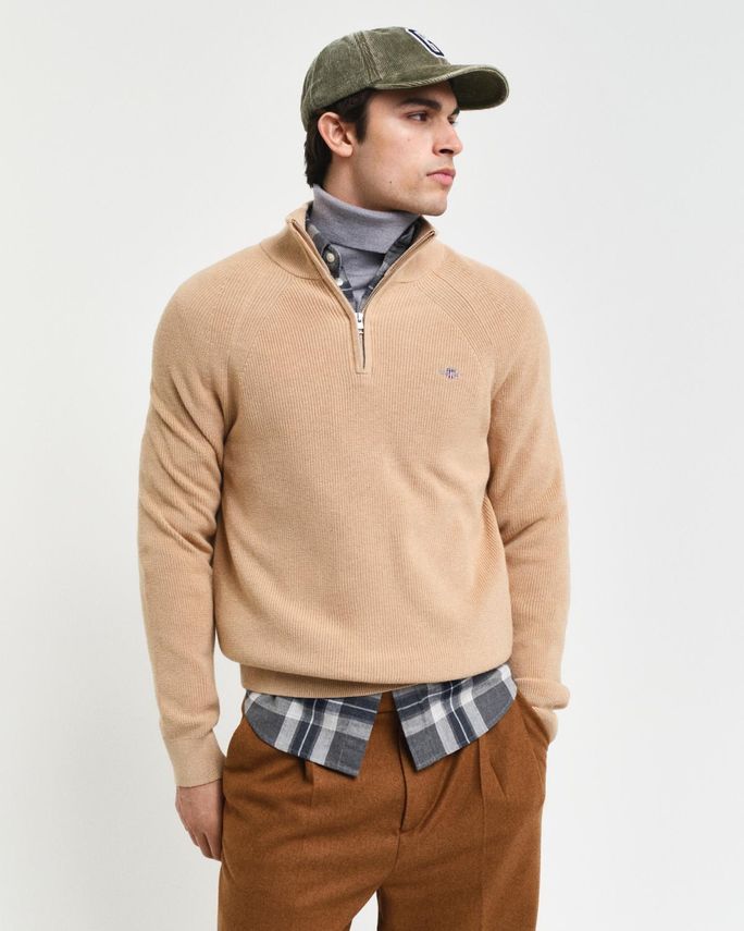 Cotton Wool Rib Half Zip