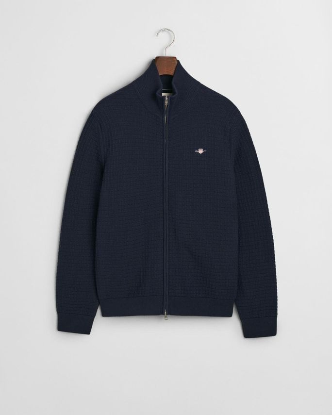 Cotton Textured Zip Cardigan