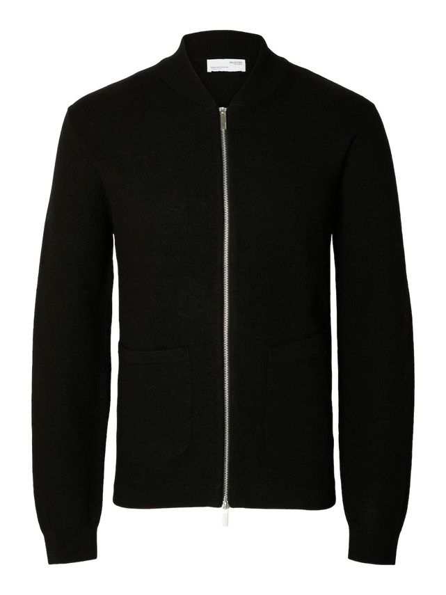 Slhreason Ls Knit Boiled Wool Zip