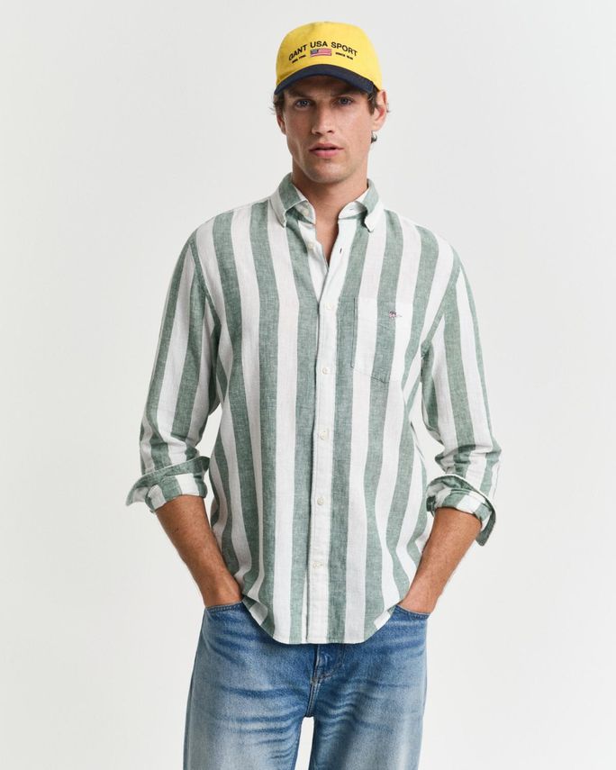 Reg Cotton Linen Bold Stripe Shirt