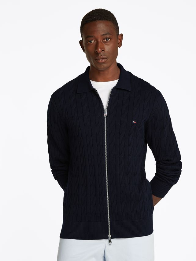 Classic Cable Polo Zip Through