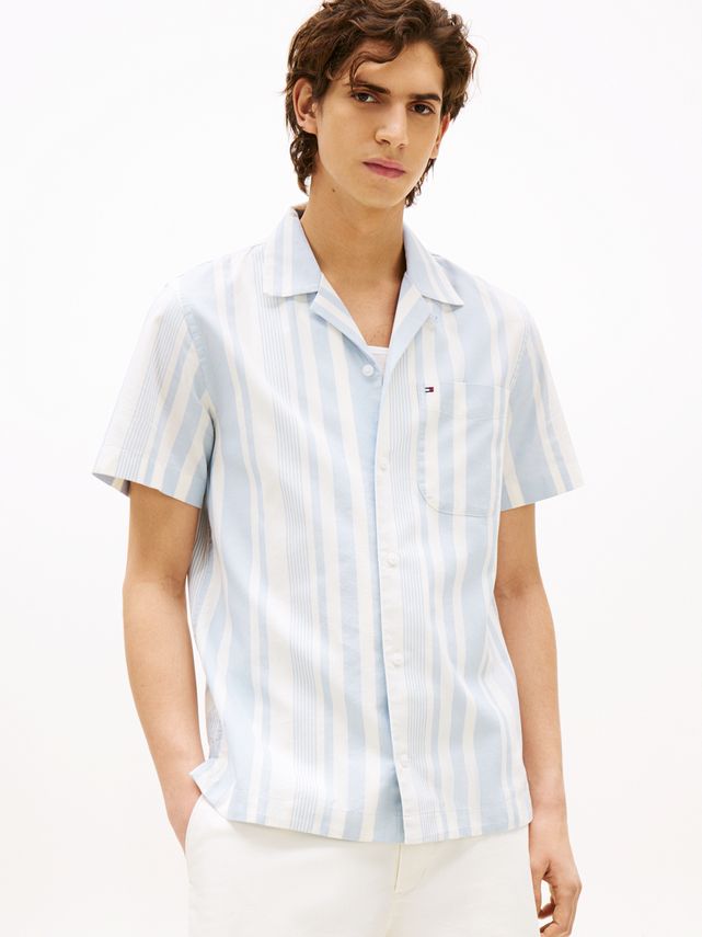 Striped Camp Collar Ss Shirt