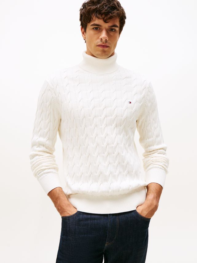Classic Cotton Cable Roll Neck