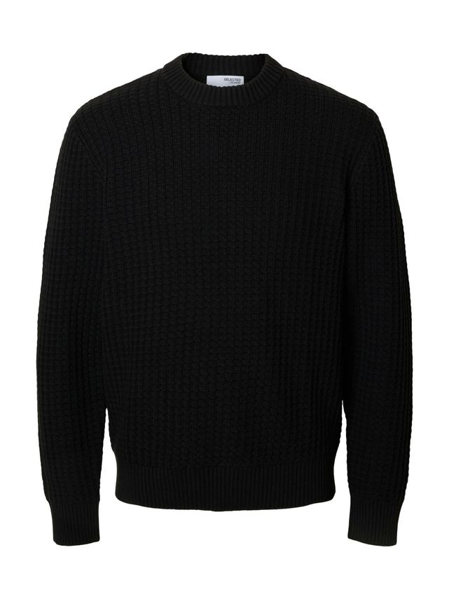 Slhtom Ls Knit Structure Crew Neck
