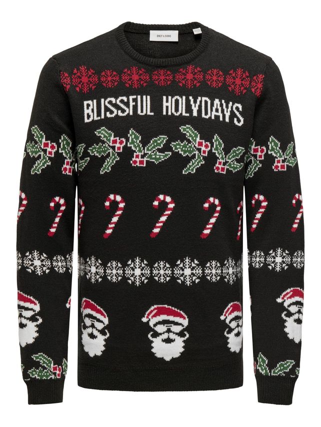 Onsxmas Reg 5 Allover Crew Knit