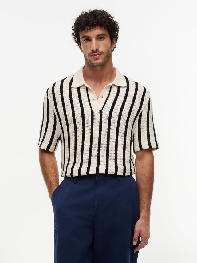 Open Knit Relaxed Fit Polo