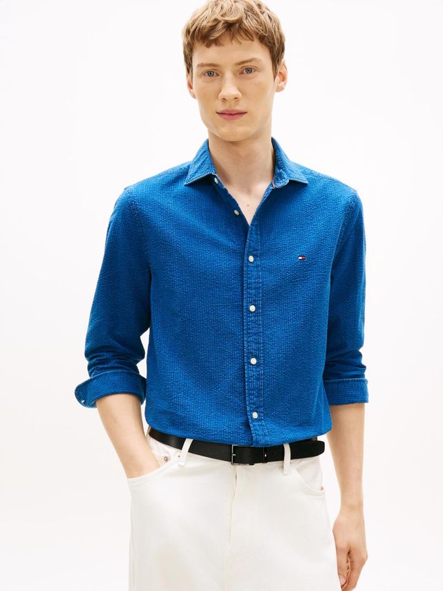 Indigo Seersucker Shirt