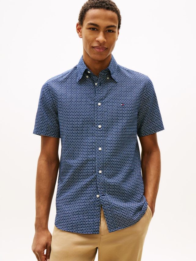 Linen Blend Prt Ss Shirt