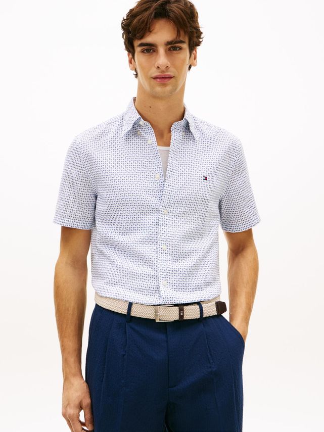 Linen Blend Prt Ss Shirt