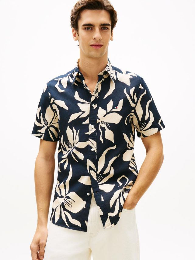 Linen Blend Flower Prt S S