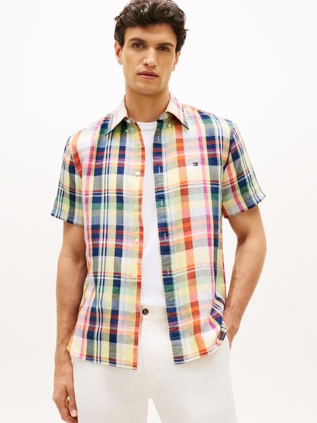 Linen Blend Check Plaid S S