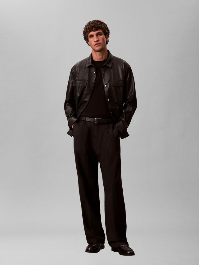 Wide Leg Travel Twill Wool Trous