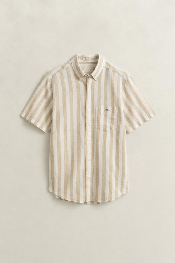 Reg Cotton Linen Stripe Ss Shirt